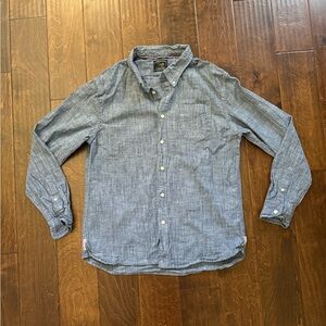 Jachs NY Men’s Large Stretch Chambray One Pocket Long Sleeve Shirt- Indigo